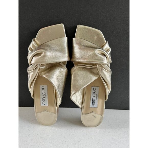 Jimmy Choo Narisa gold leather flat sandals Size 38 - Picture 4 of 9
